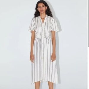 Zara striped button down casual lightweight dress size small